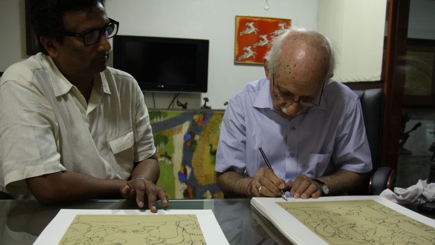 2. Ratan Parimoo - Signing Serigraph