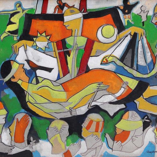 15862 -- Jagdeep Smart -- Untitled -- Acrylic on Canvas Board -- 14.5 X 19 inches -- L R in English -- 2003--DRS