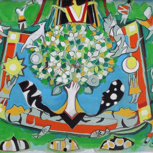 16673 Jagdeep Smart--Untitled--Acrylic on canvas--14.5 X 19 inch--2003--L R in English--DRS