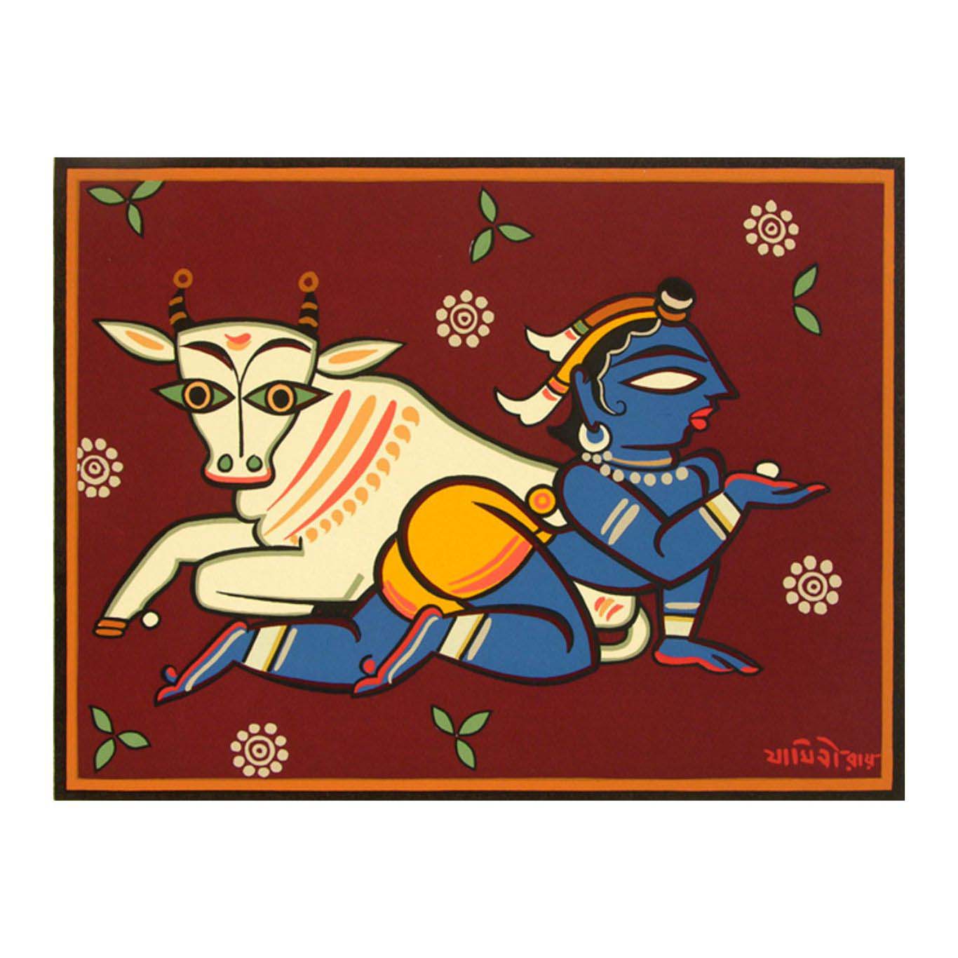Bal Krishna and Cow - DRS Fine Arts