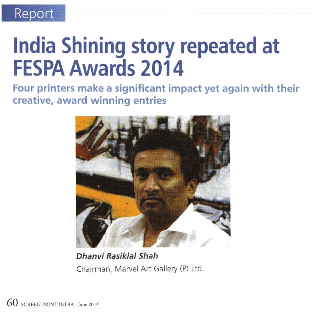 India Shinning Story repeated at FESPA Awards 2014